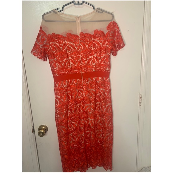 JAX Zinnia illusion lace sheath dress—red - Picture 4 of 6